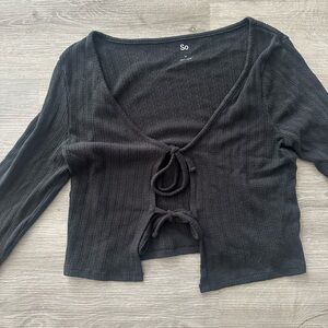 Black Tie-Front Cardigan